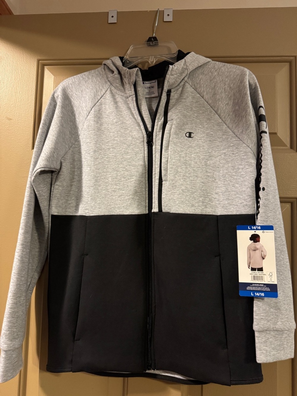 Champion Grey and Black Colorblock Full-Zip Hoodie Jacket